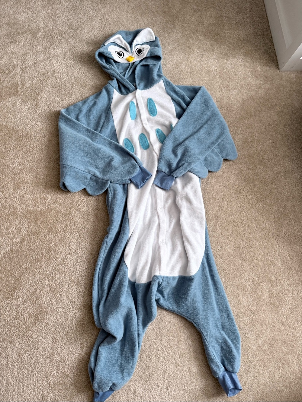 Blue Owl Adult Medium One-Piece Hooded Pajamas/Halloween onesie